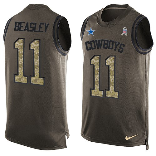 Men's Limited Cole Beasley Nike Jersey Green - #11 Salute to Service Tank Top NFL Dallas Cowboys